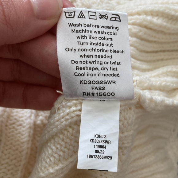 Draper James RSVP Ivory Ruffled Scallop Hem Cable Knit Sweater, XXL - Picture 10 of 10